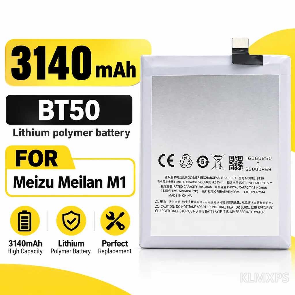BT50 3140mAh Li-ion Replacement Battery for Meizu Meilan M1, Rechargeable Mobile Phone Battery for Mobile Phone Repair
