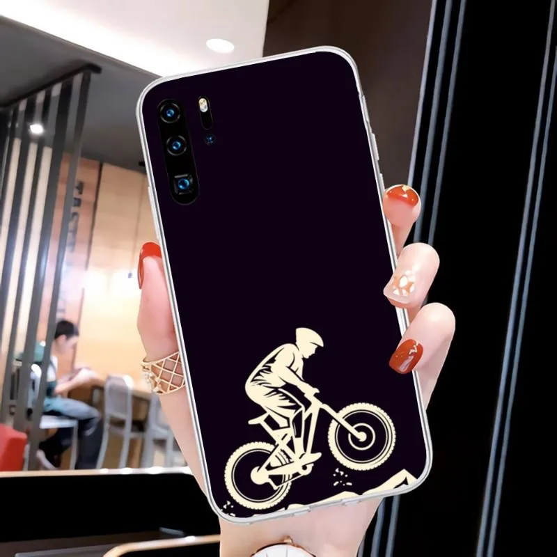 Casing ponsel sepeda BMX untuk Huawei P50 P40 P30 Pro Mate 40 30 Pro Nova 8 8i Y7P penutup telepon bening Honor