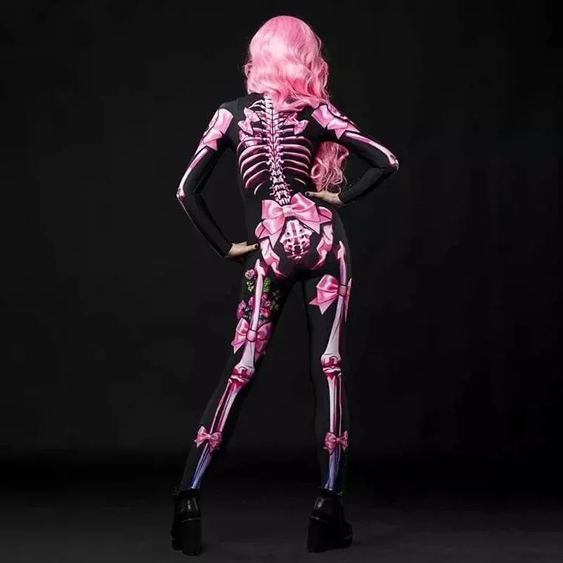 Rose Skeleton Adult Kids Costume spaventoso vestito di Halloween Cosplay tuta Sexy festa di carnevale pagliaccetti della neonata giorno dei morti