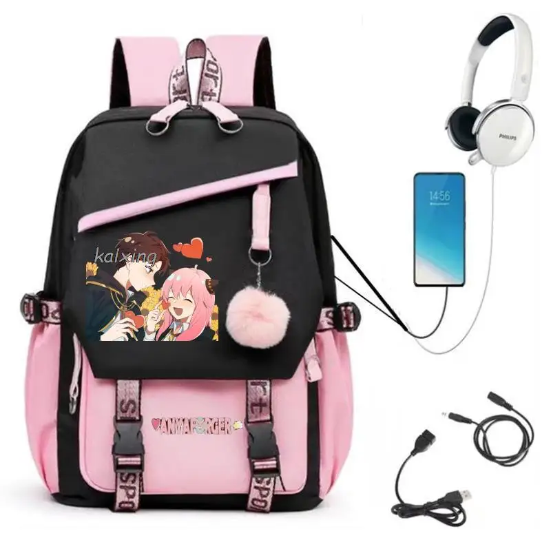 Fashion Anime Spy X Family Usb Charger Backpacks 3D Print Boy Girl Teenager School Bags Oxford Waterproof Unisex Travel Mochilas