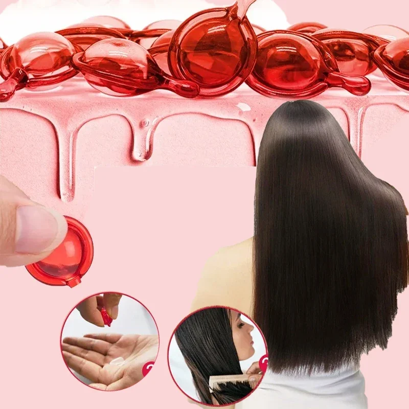 Cápsulas de suero de vitamina para el cabello multifuncional, aceite complejo de aceite de aguacate, Argan, macadamia, cabello suave y sedoso, aceite esencial antiencrespamiento