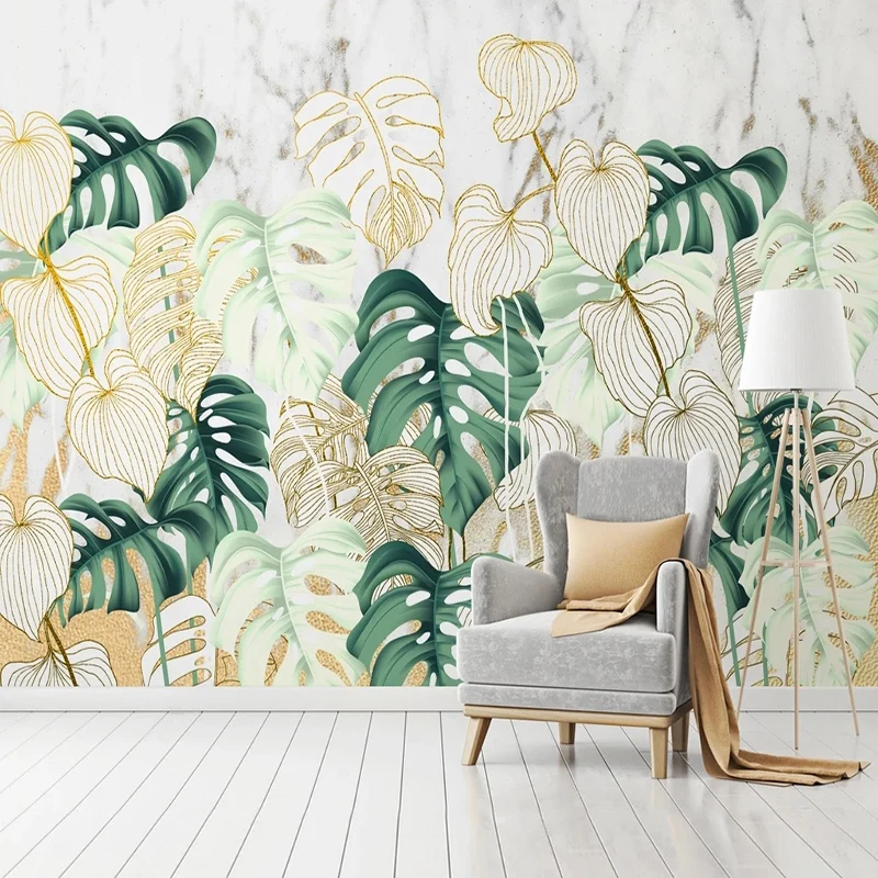 

Custom Mural Wall Wallpaper Modern Hand Painted 3D Tropical Plant Leaves Living Bedroom Room TV Background Papel De Parede