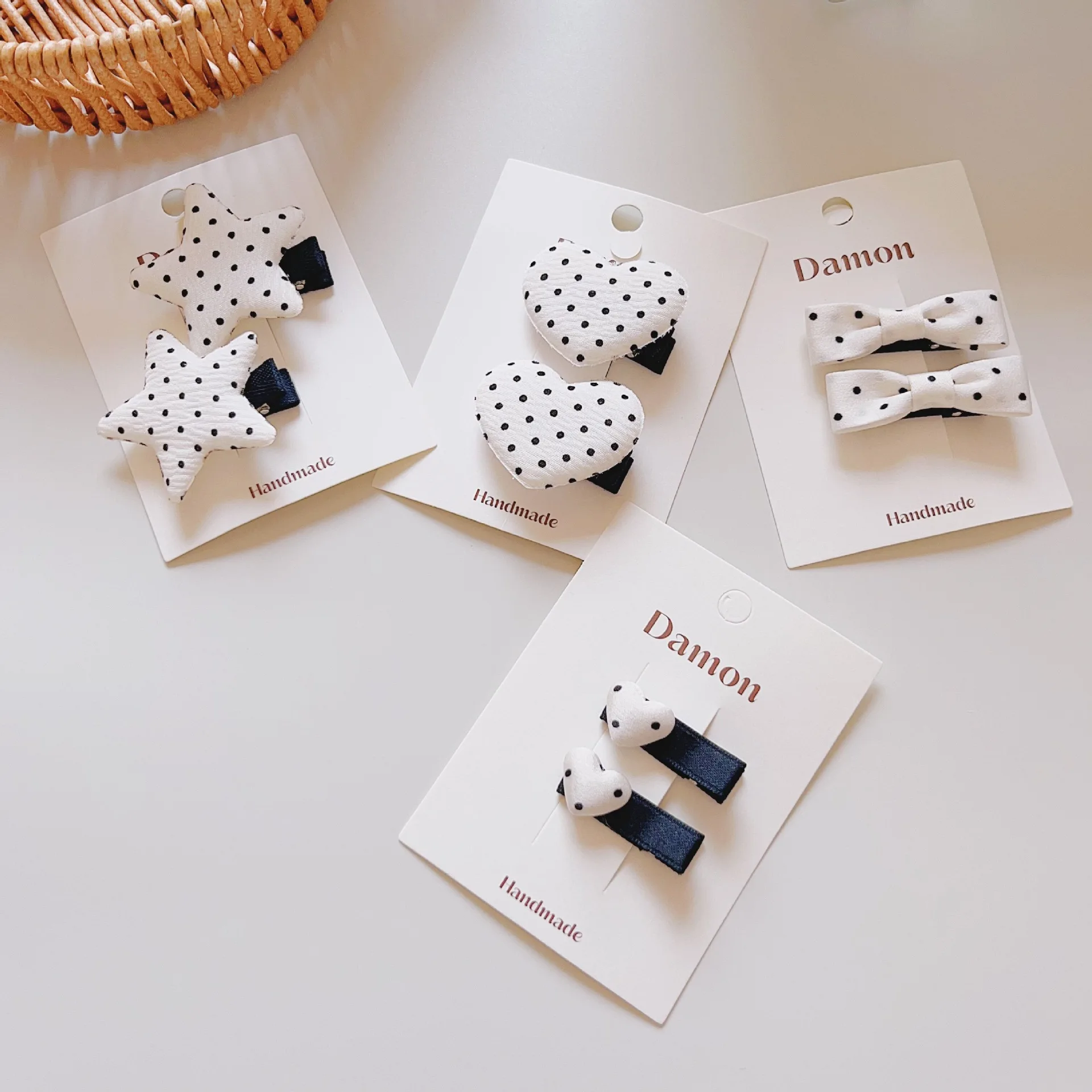 2pcs Korean Style Bow Star Hairpin Sweet Bangs Side Clip Sweet Style Girl Hair Clip Barrettes Hair Accessories Kids Headwear