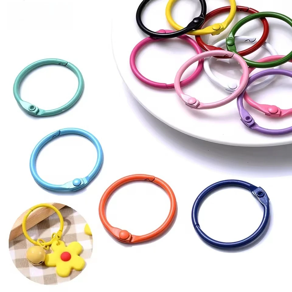 20/50/100pcs 3cm Mixed Colors Round Lobster Clasp Spring Gate Lock Key Connector Clasps Open Rings DIY Keychain Making Findings