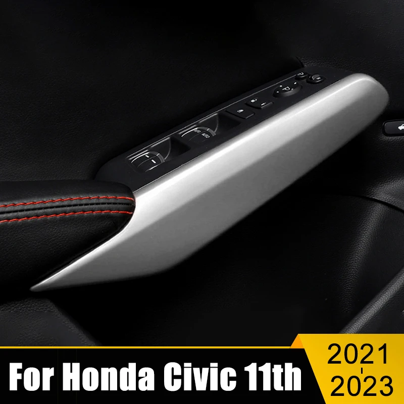 

For Honda Civic 11th Gen 2021 2022 2023 ABS Car Door Window Lift Glass Switch Buttons Panel Side Strip Cover Trim Accessories