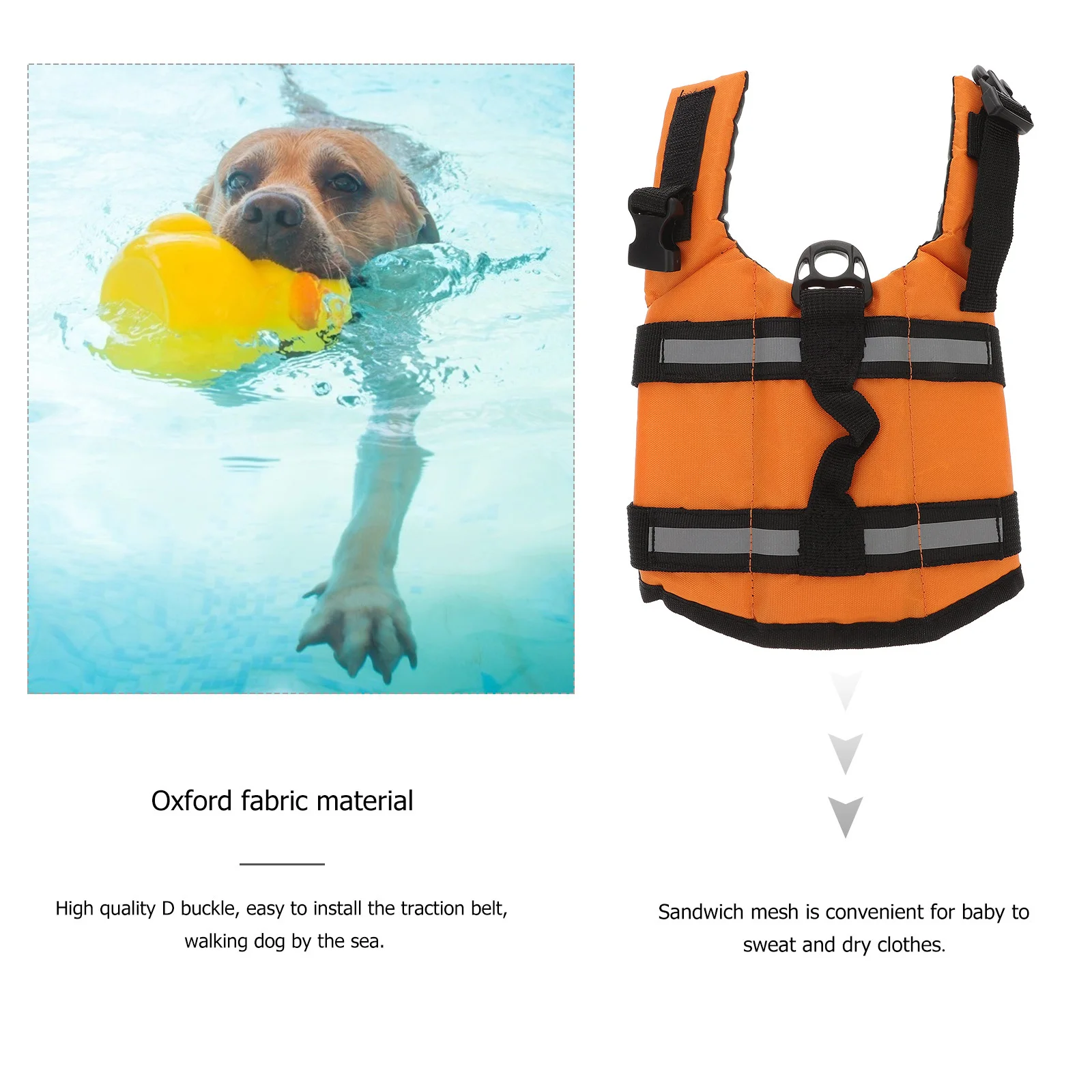 

【 】 Preserver Buoyancy Vest Pet Life Jacket Quick Release Buckle Reflective Sweat Absorption Durable For Beach