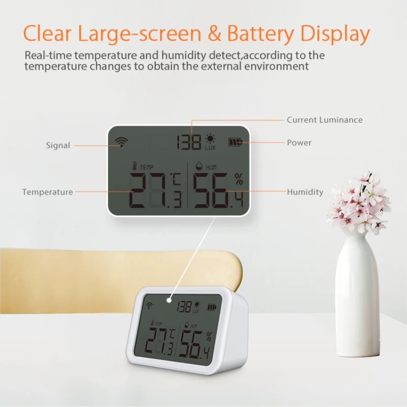 Smart Zigbee Temperature And Humidity Sensor Real-time Detection Smart Thermometer Battery Display Tuya Hygrometer Smart Home