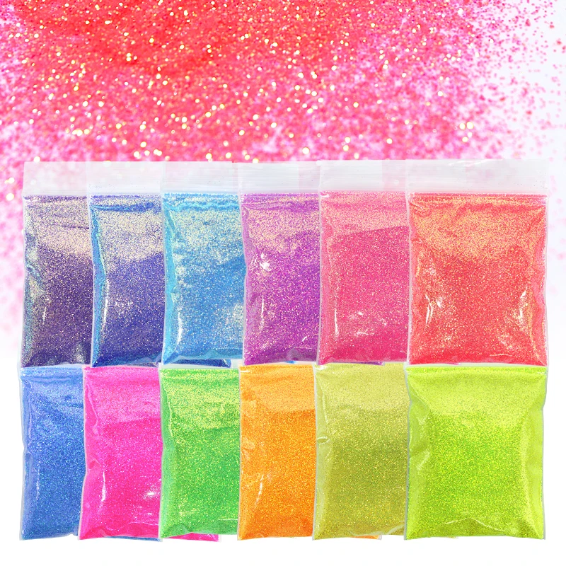 10g Fine Glitter Powder Bulk For Nails Design Purple Pink Pigment Powder UV Gel Nail Art Decorations Bling Loose Sequins Flakes