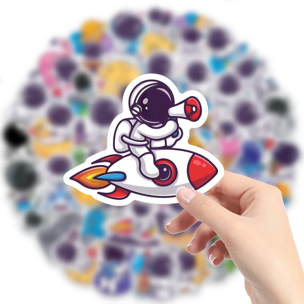 10/30/50 Uds. Pegatinas de astronauta de dibujos animados, pegatinas creativas y bonitas para grafiti, papelería, cuaderno, teléfono, calcomanías impermeables Kawaii, embalaje