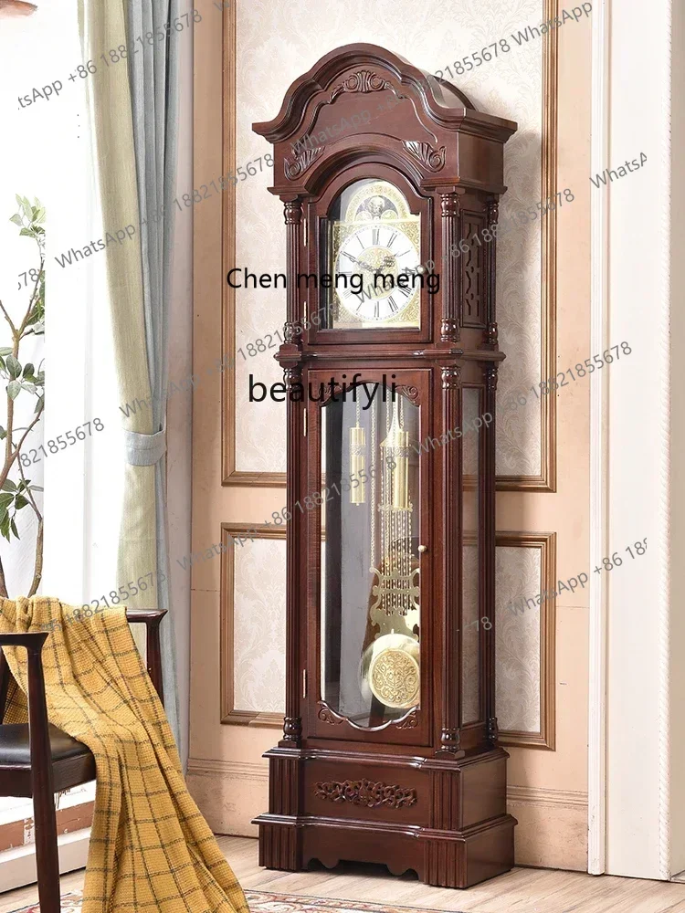 xz1Hermle European Style Living Room the Grandfather Clock Chinese Retro Villa Seat Clock Vintage Clockwork North Star