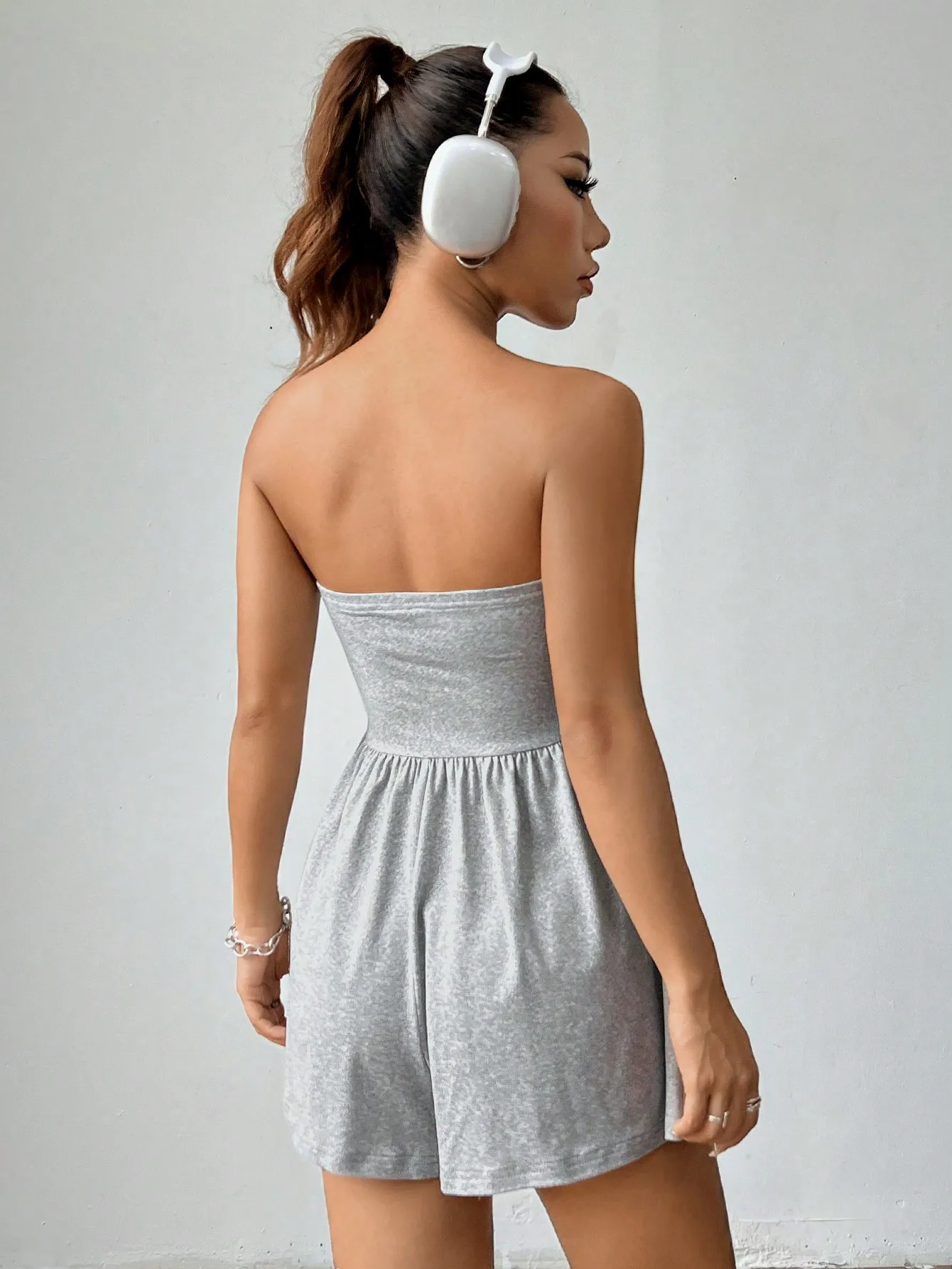 

Women's sexy pleated strapless jumpsuit two-piece set