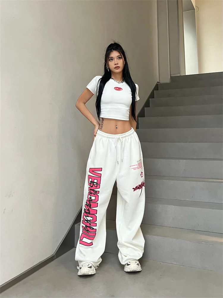 Pantalon Japonais Femme Y2K - Jogging Large à Taille Élastique Avec Poches - Style Décontracté Pour Travail, Sortie
