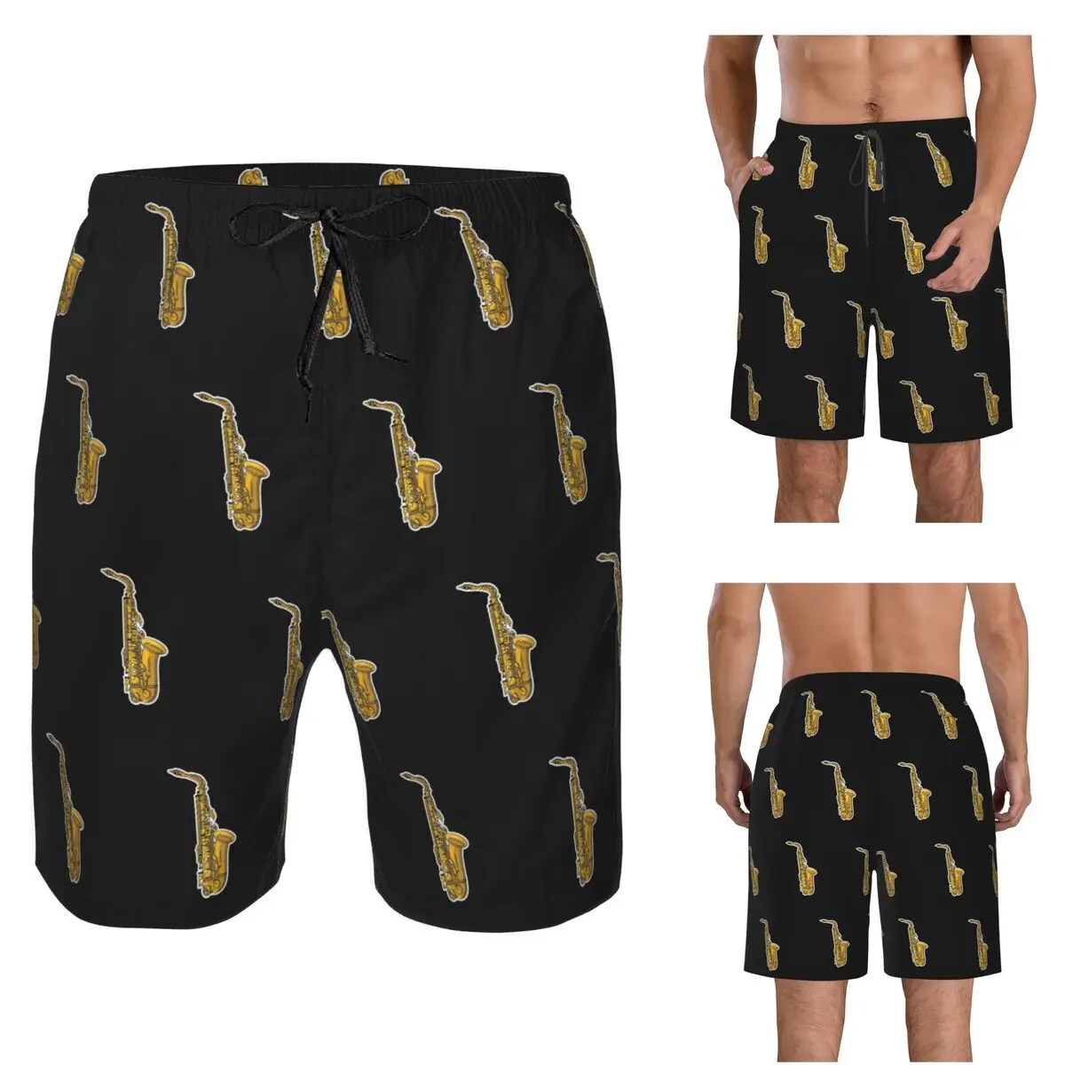 Saxophone Player Trunks Beach Board Shorts Casual Quick Dry Swim Summer Men Pants