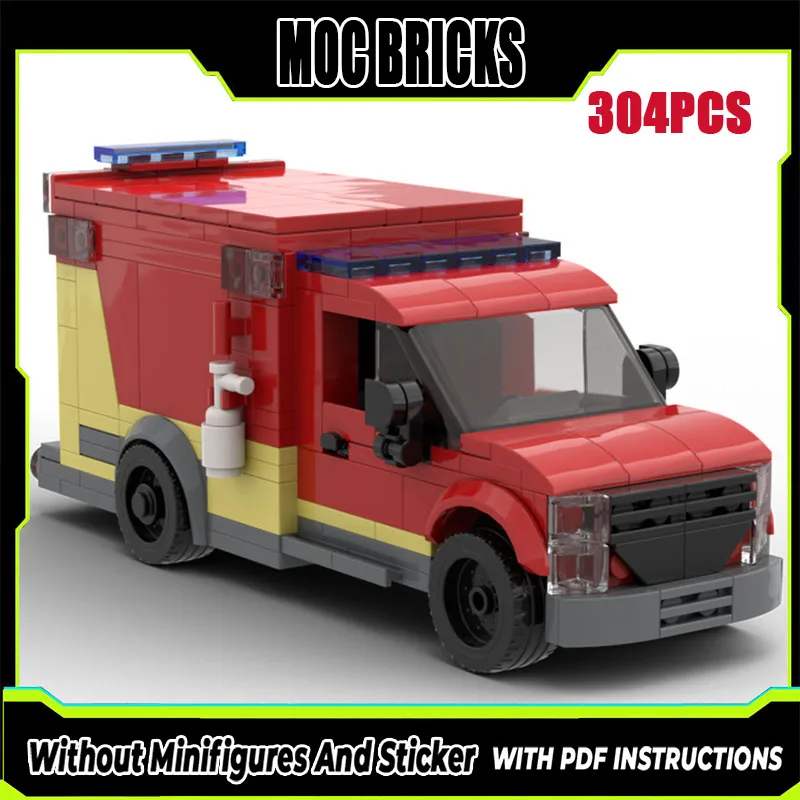 

New MOC Building Blocks Model City Los Angeles Fire Brigade Ambulance Children's Toy Gift DIY Assembly Set