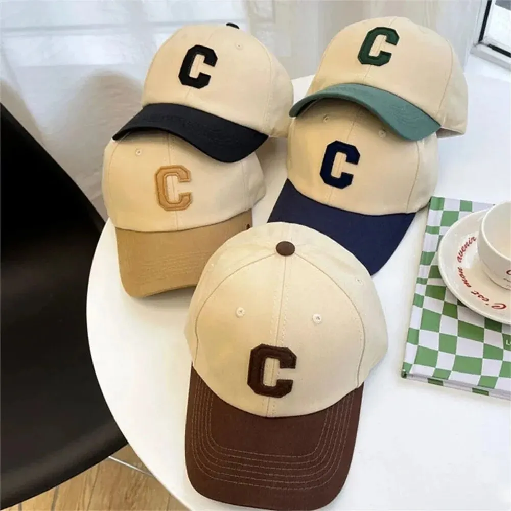 Cotton Baseball Cap for Women and Men Hat Fashion Letter C Patch Hat Summer Sun Visors Caps Color Block Design for Casual Wear