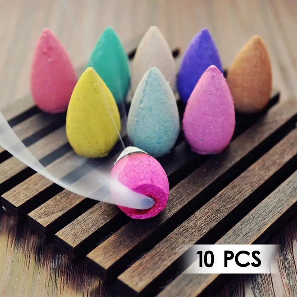 10 Pcs Backflow Incense Cones Mixed Colorful Natural Scents for Yoga SPA Decorative home fragrance office Decoration