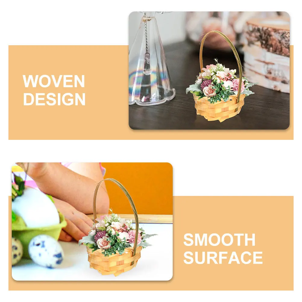 

4pcs 4 PCS Mini Baskets for Favors Cute Small Miniature Handheld Little with Handle Handles Woven Flower Hand-woven