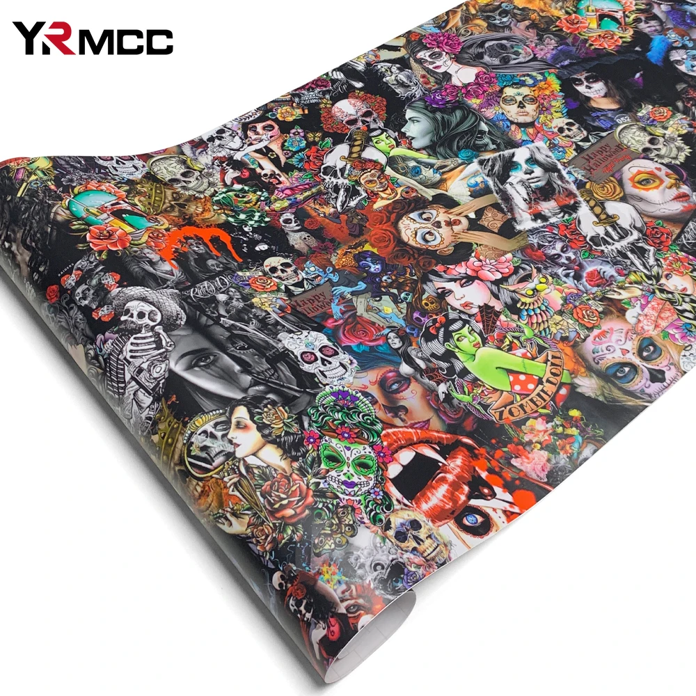 

Ретро Хэллоуин каракули пленка автомобильная виниловая пленка автомобильные обертывания наклейки для мотоциклов украшения автомобиля поставки пленки для кузова автомобиля крышка