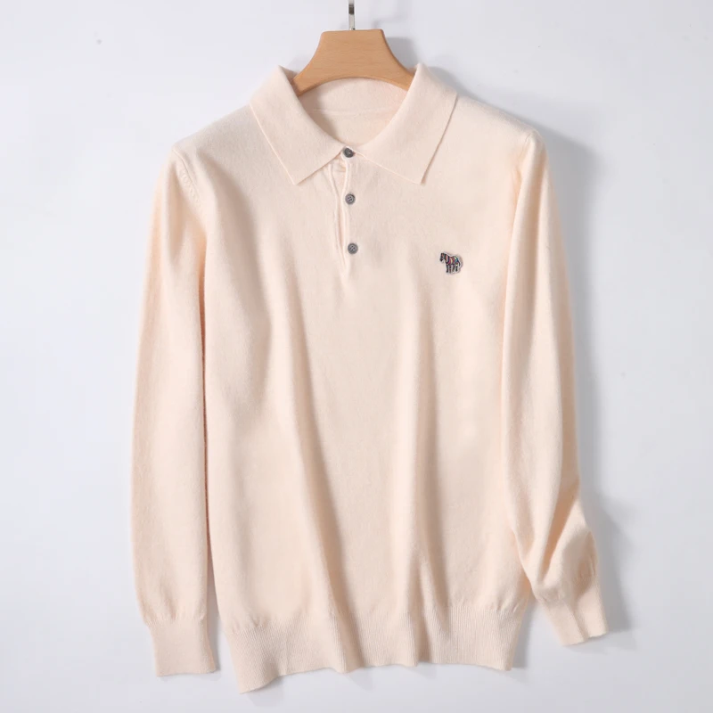 Pull en Cachemire Solide pour Homme, Polo, Automne et Hiver