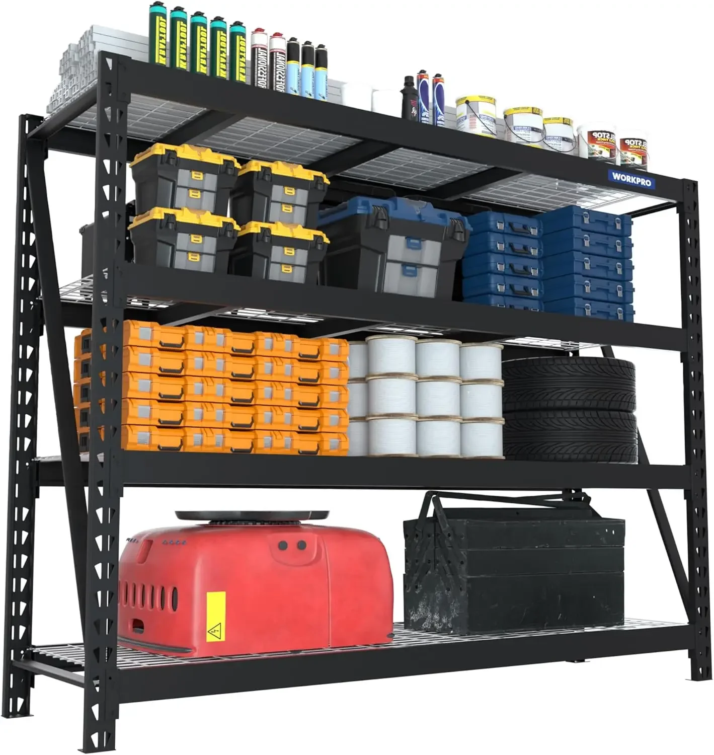 

68" Ultra Wide 4-Tier Metal Garage Shelving Unit, 68"W x 24"D x 65"H, 7200 LBS Capacity, Heavy Duty Storage Utility Rack