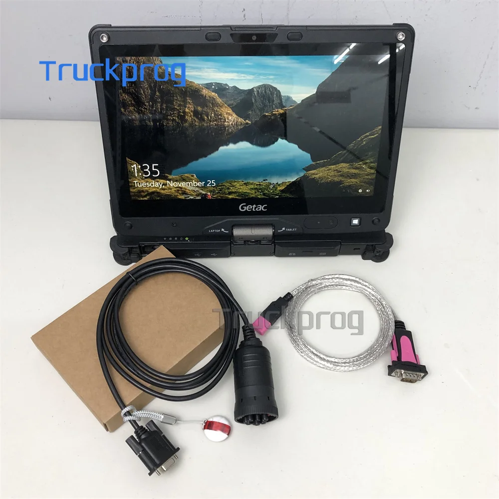 Getac Laptop for Liebherr LiDIAG Sculi V2.14 Electronic Dongle for Liebherr Bulldozer Excavator Machinery Crane Diagnostic Tool