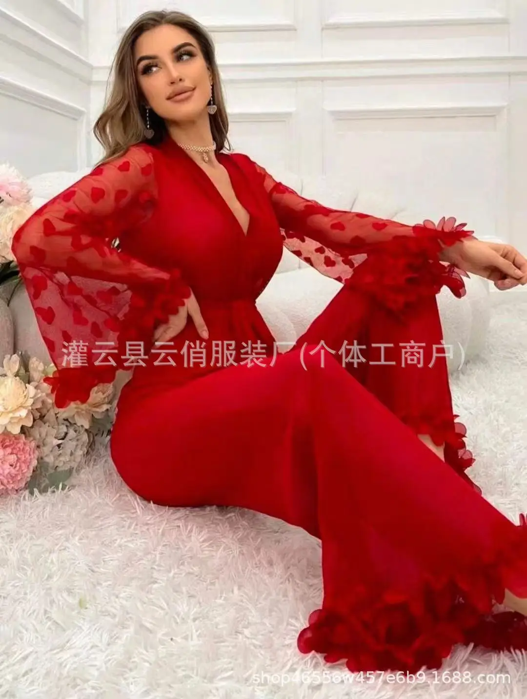 

Vacation outfits women, sexy women's casual suits, sexy lace flare-sleeve sets, pajamas, long pants outerwear, loungewear, going out outfits, prom dresses