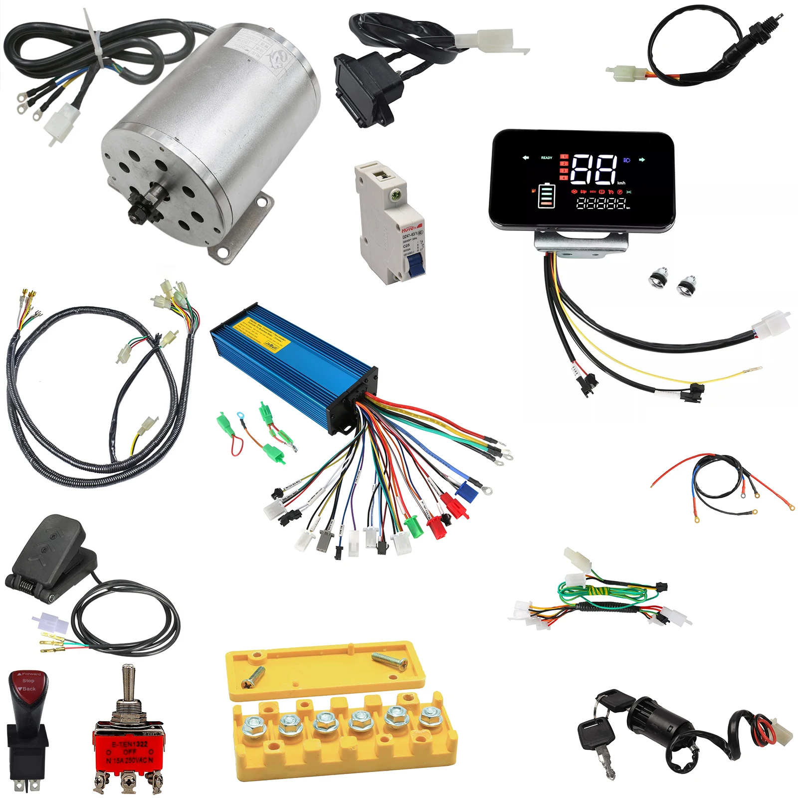 

TDPRO 48 В 1800 Вт бесщеточный регулятор скорости двигателя, комплект жгутов проводов звездочки для ATV Go Kart Buggy Quad