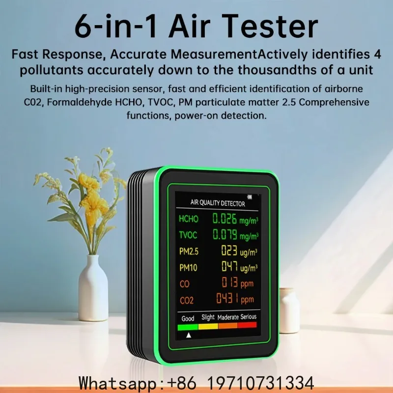

Multifunctional 6 in 1 Air quality Monitor CO2 Meter Digital Temperature Humidity Tester Carbon Dioxide TVOC HCHO Detector