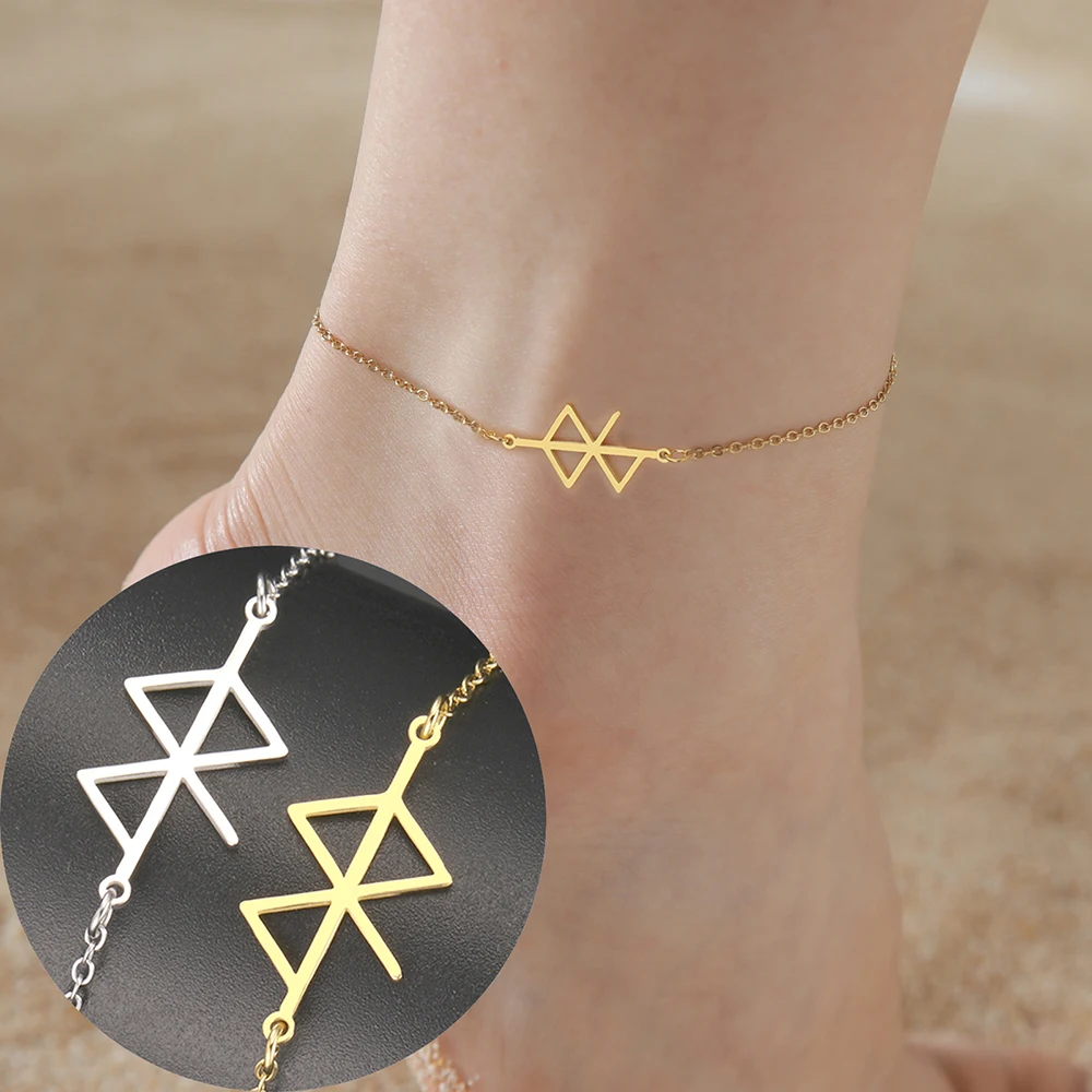 Dawapara Norse Protection Rune Charm Ankle Bracelet Peace and Happiness Symbol Stainless Steel Bracelet Magical Amulet Jewelry