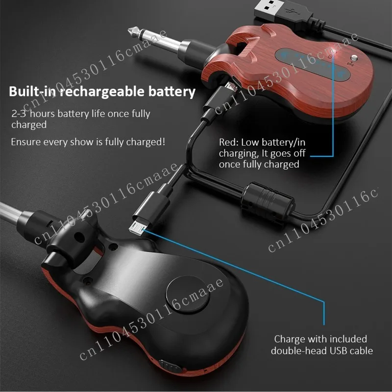 System Audio Digital Guitar Transmitter Receiver Built-in Rechargeable Battery 100 Feet Transmission