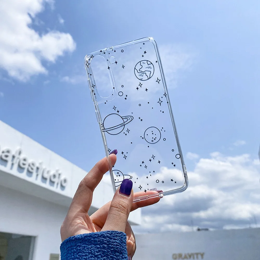 Fashion Star Space Cloud Klare Handyhülle für Samsung Galaxy S24 S23 Plus S22 Ultra Transparente stoßfeste Softcover