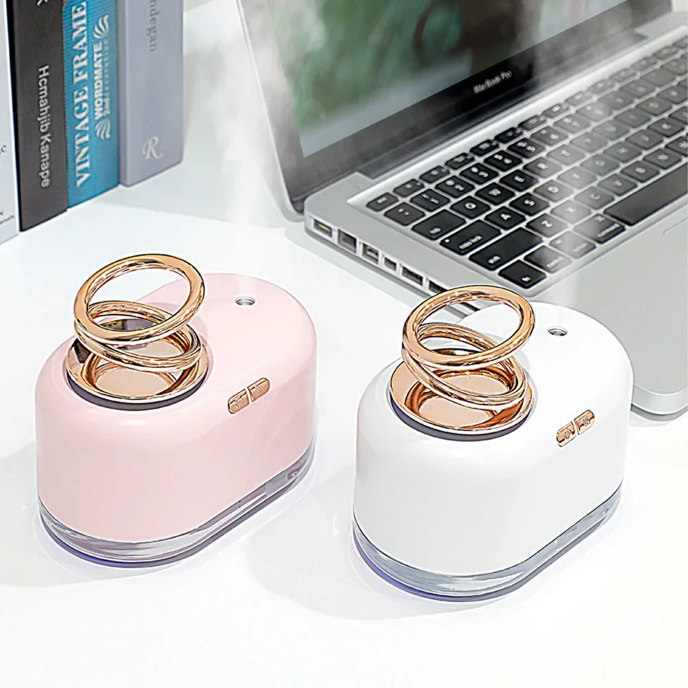 Air Humidifier Double Ring Mini Diffuser Suspension Small USB Aromatherapy Atomizer USB 300ml Nano Atomization Mist Sprayer