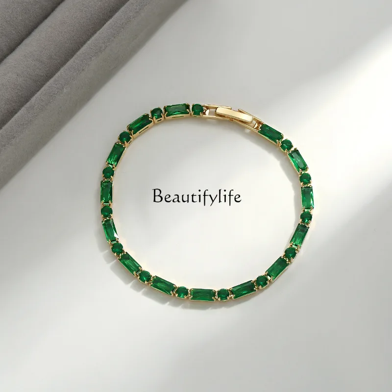 

Green zircon bracelet women's Korean new fashion versatile sweet cool style jewelry