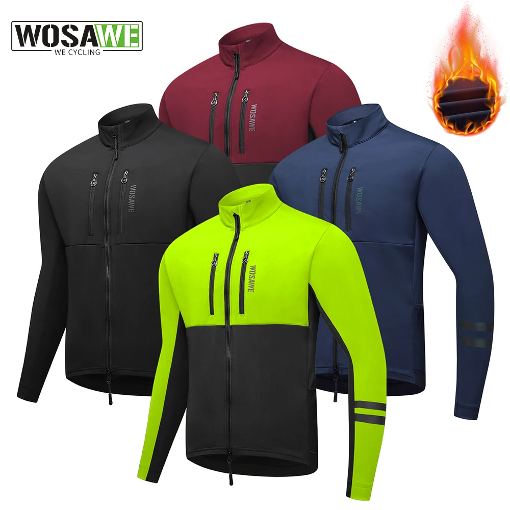 WOSAWE Cycling Coat Windbreaker Winter Fleece Thermal Bike Jacket Long Jersey Outdoor Riding Clothing Mtb Bicycle Clothes