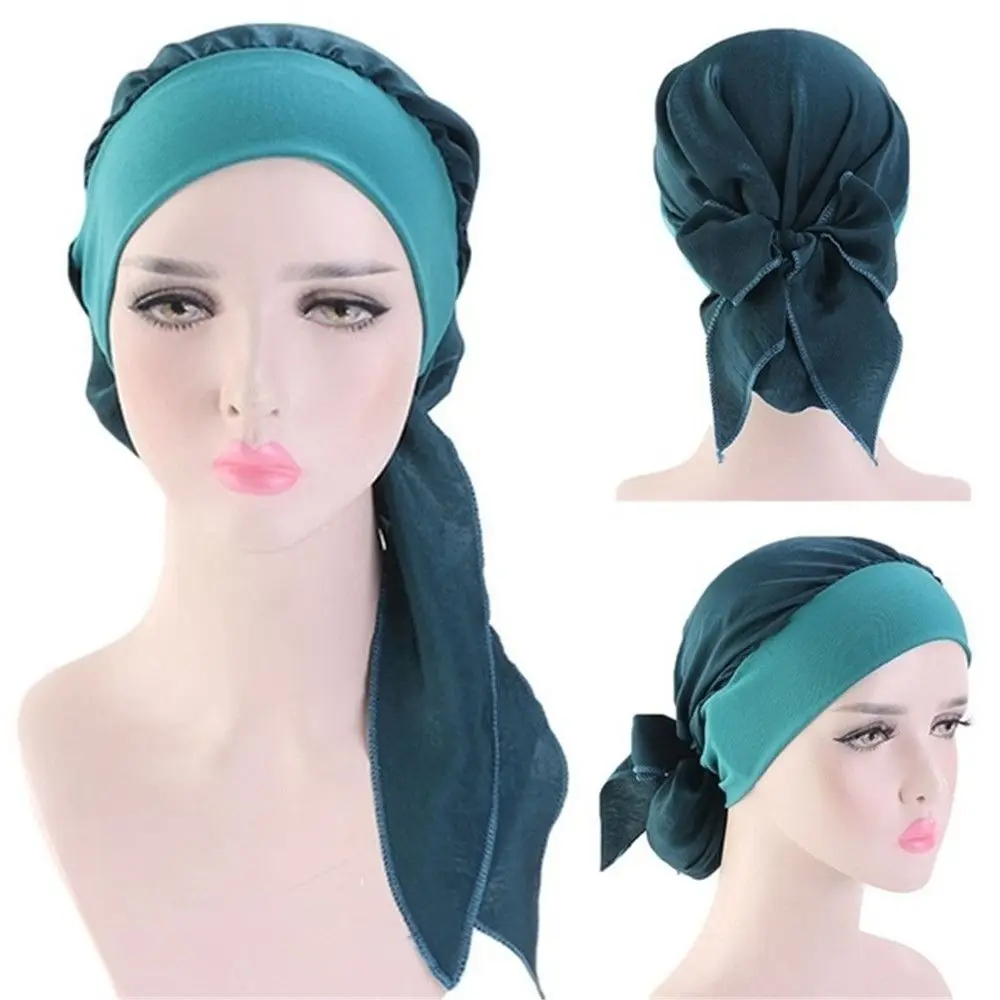 Women Headwear Printed Elastic Chemo Pirate Cap Hair Loss Hat Cancer Head Scarf Muslim Turban