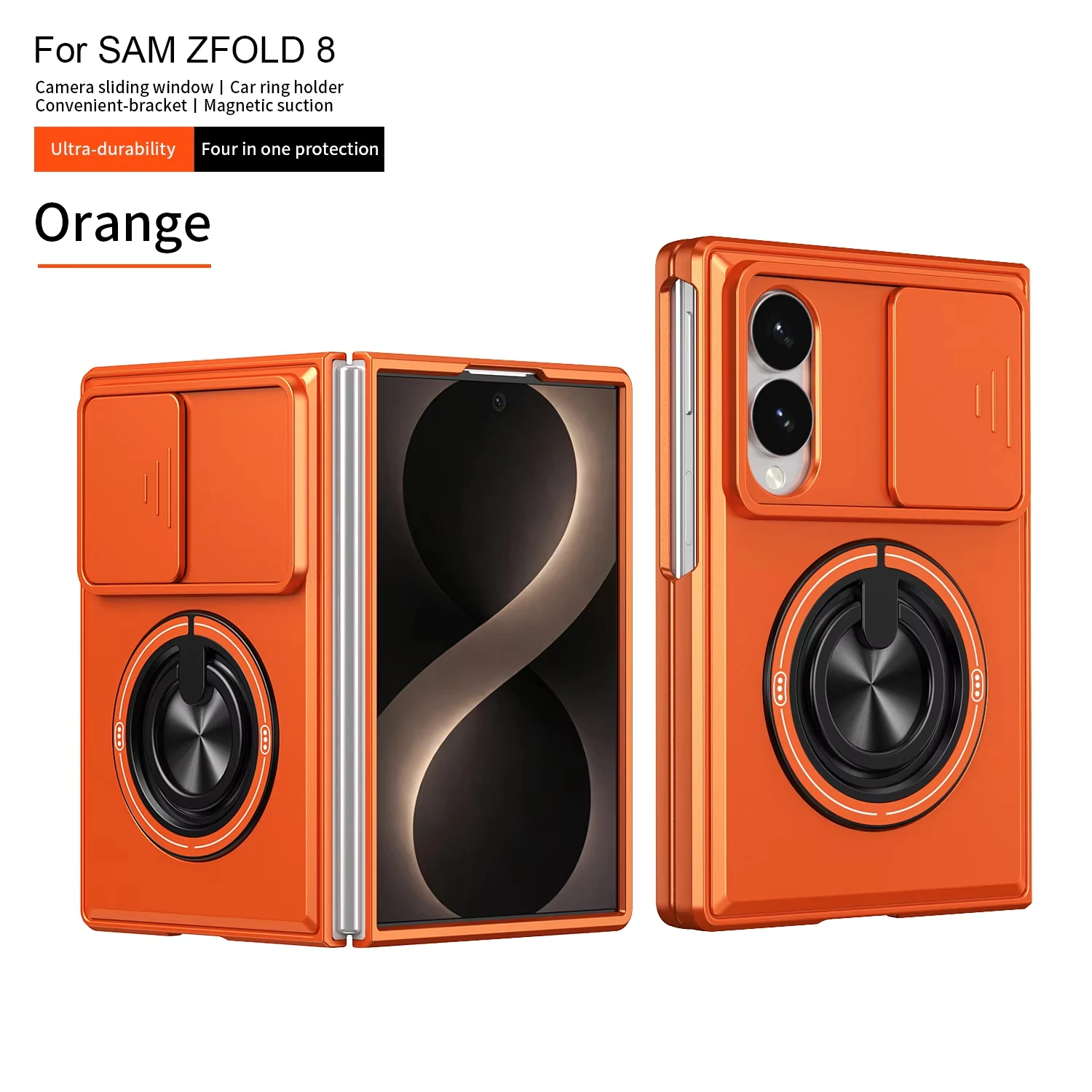 Magnetic Fold Stand Dual Layer Phone Case For Samsung Galaxy Z Fold 5 6 7 8 Slide Lens Cover With Holder