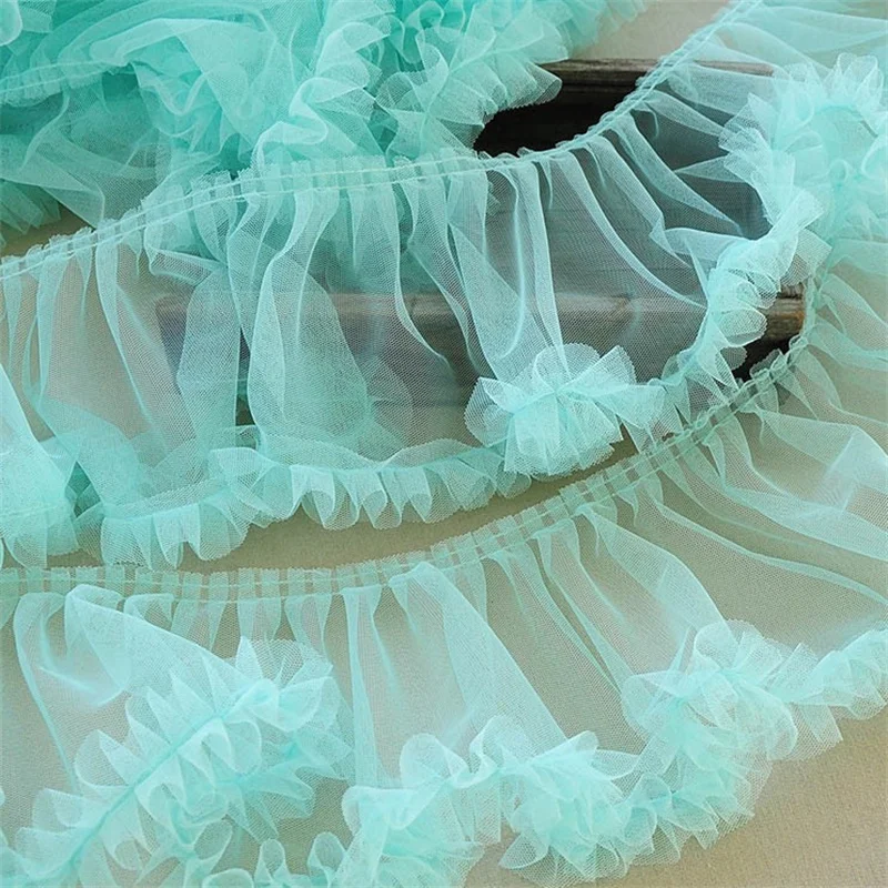 15CM wide tulle mesh 3d pleated lace fabric needlework ribbon ruffle Trim wedding dress Puffy skirt curtains DIY sewing decor