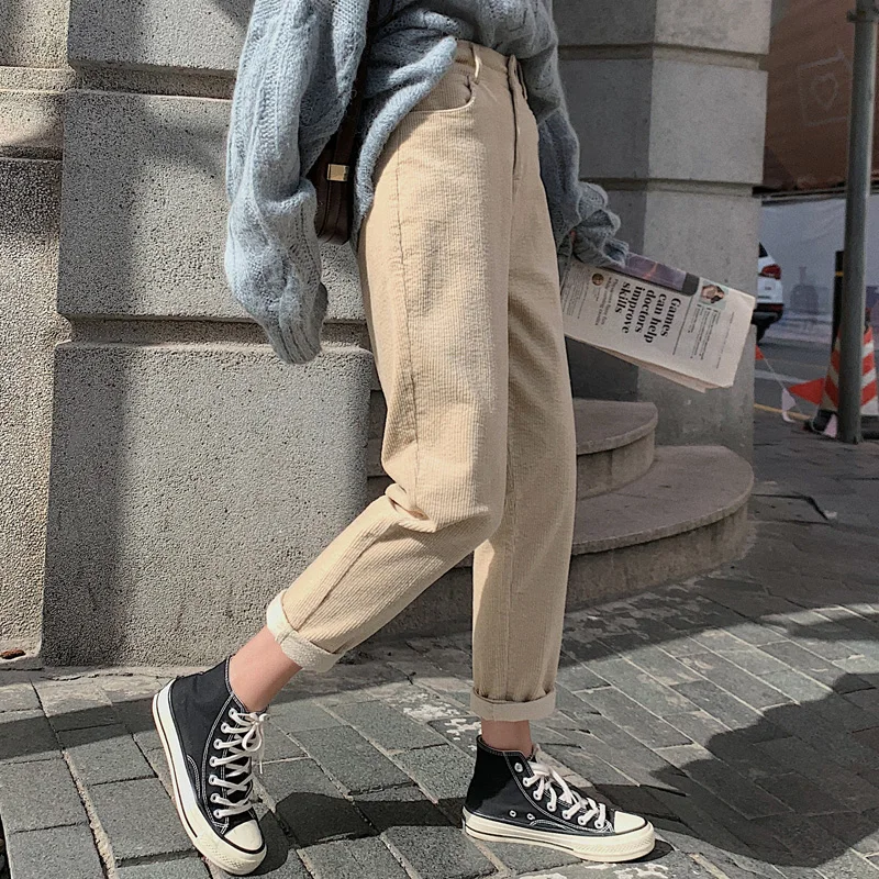 

2024 New Loose Trousers Autumn Winter Thicken Women Corduroy Pants Fashion High Waist Female Harem Pants Streetwear Plus Size