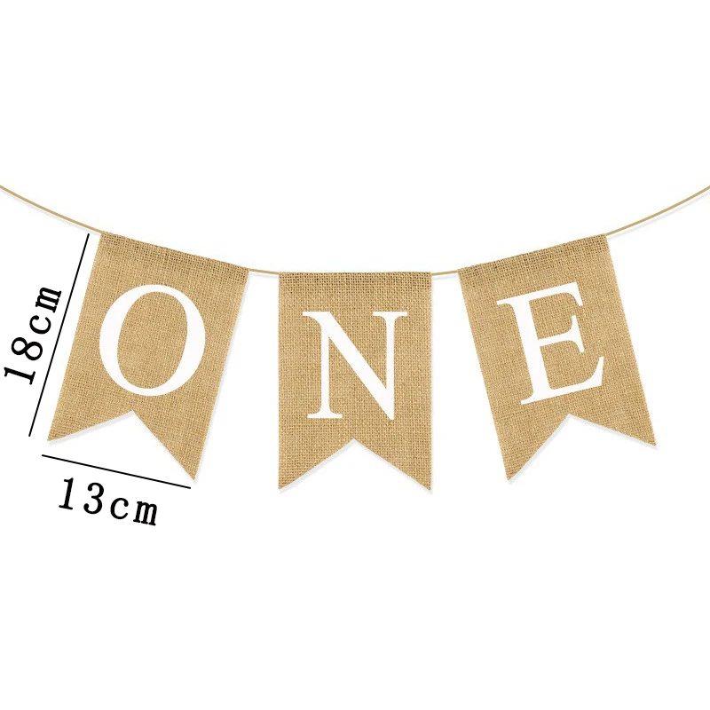 Baby First Birthday Chair Banner Burlap ONE Garland Boy Girl One Year Old Birthday Party Decoration Favors Photo Props Supplies — zdjęcie 4