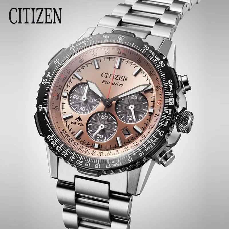 Original Citizen CA4664-60X Eco-Drive Chronograph 40mm Copper Dial Stainless Steel Bracelet Sapphire Crystal 200M WR