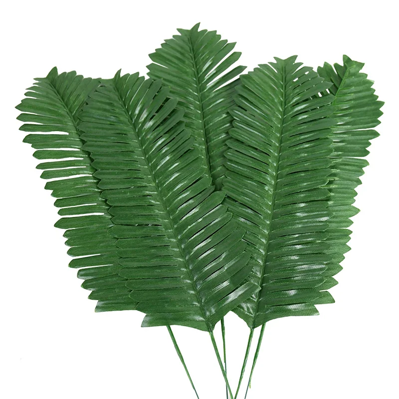 10/20 piezas hojas de palma artificiales, plantas falsas verdes tropicales para decoración del hogar de boda, tema de jungla, suministros para fiesta hawaiana de cumpleaños