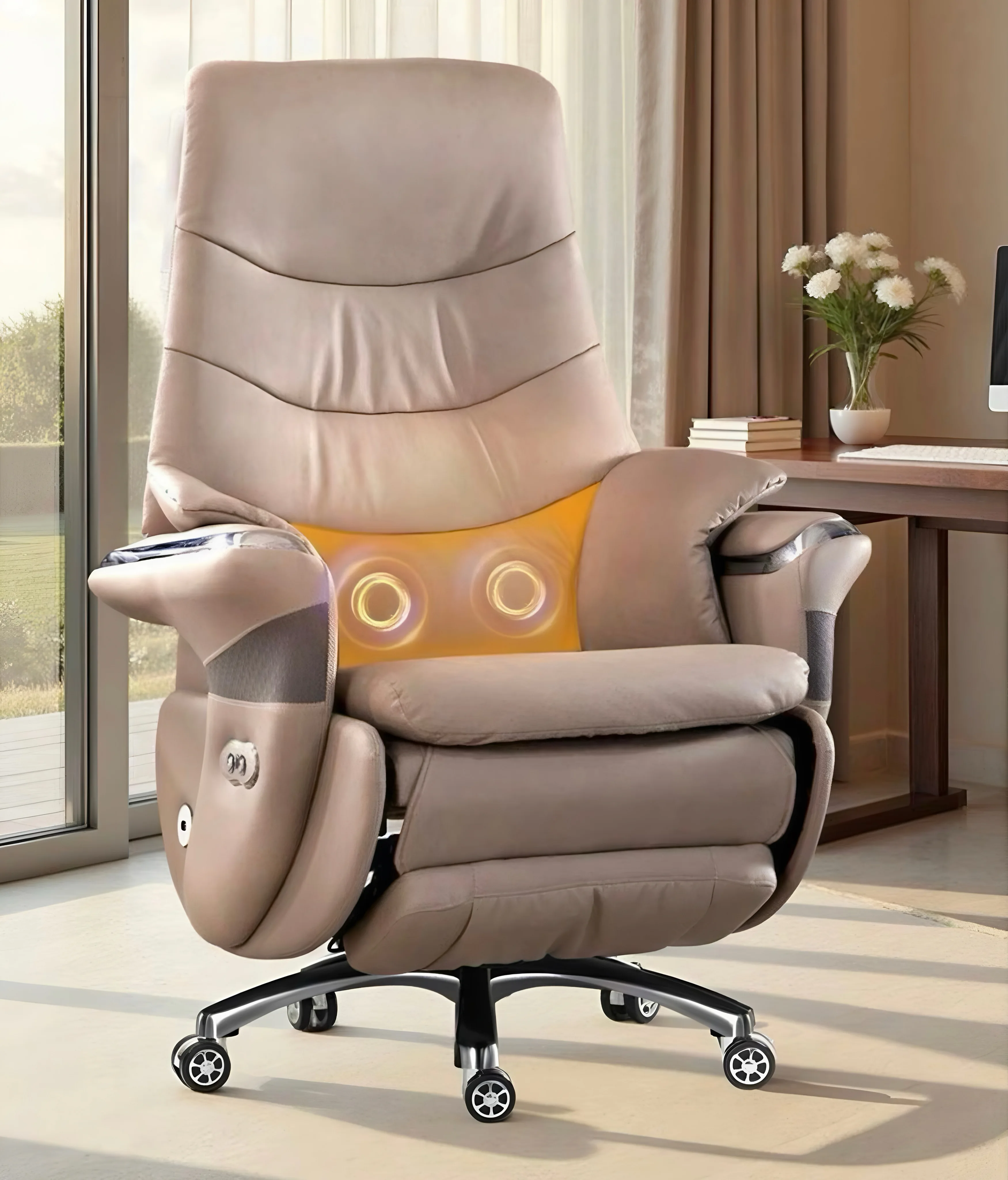 #Electric Boss Chair Ergonomic Reclining Leather Art Adjustable Headrest Modern Design Ventilated Office Chair Large Class Chair
