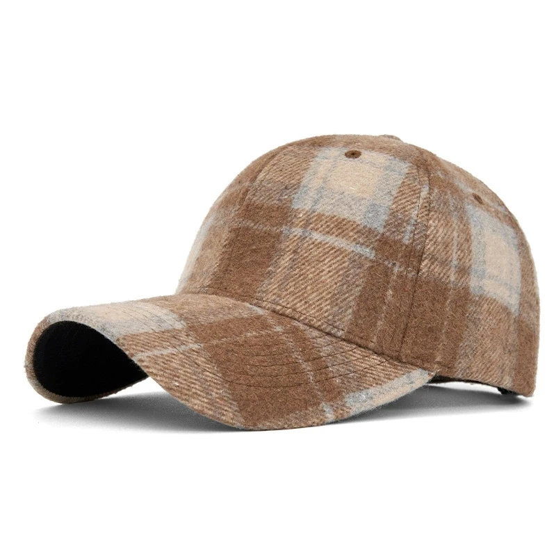 Hüte für Männer und Frauen, neue klassische karierte Baseballkappe für Herbst und Winter, hartkrempige, gesichtsschlankmachende Entenschnabelkappe, Sonnenhut – Detail 14