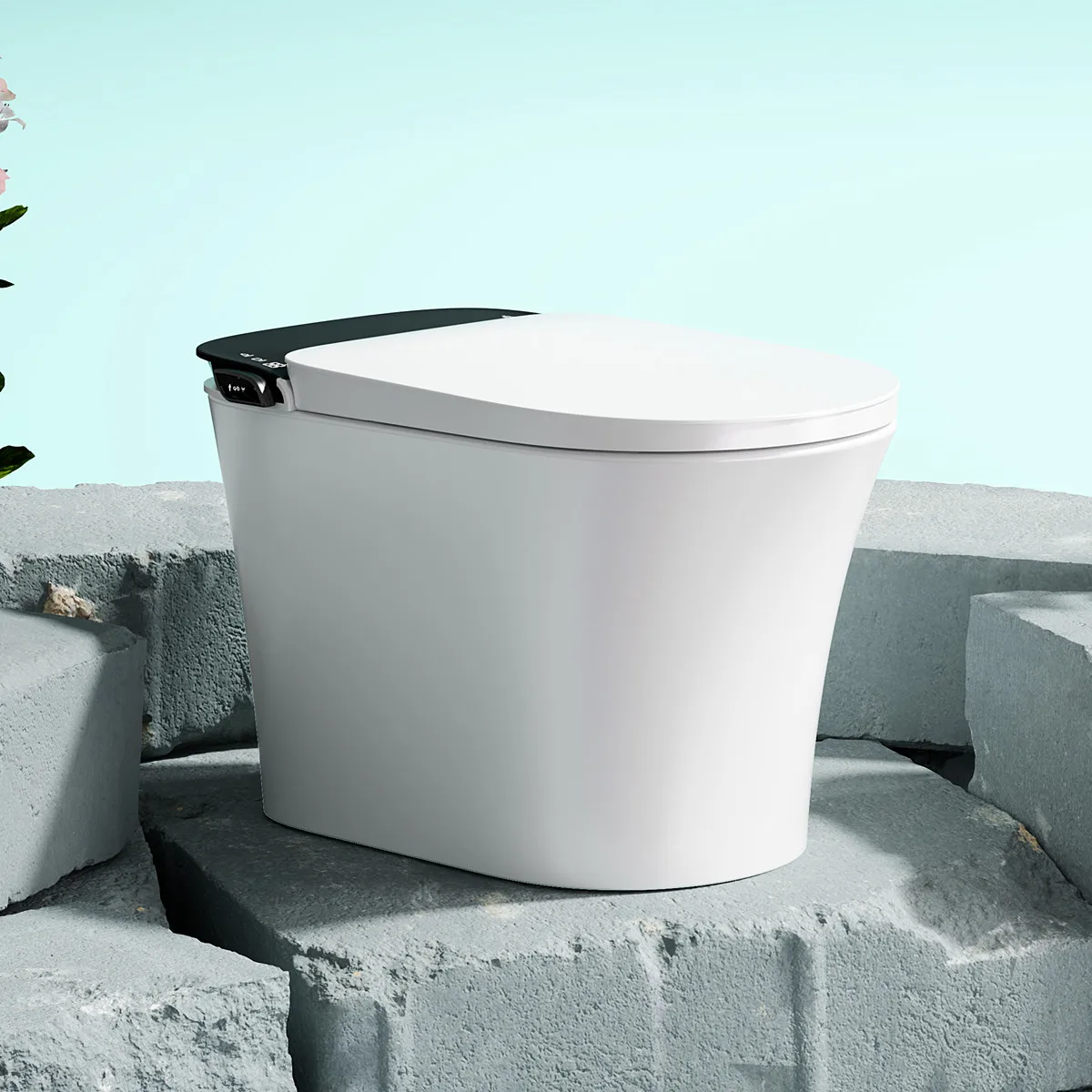 

New Design Automatic Flip Foot Sensor Flush Bidet Heated Seat Smart Elongated Toilet with Remote Control