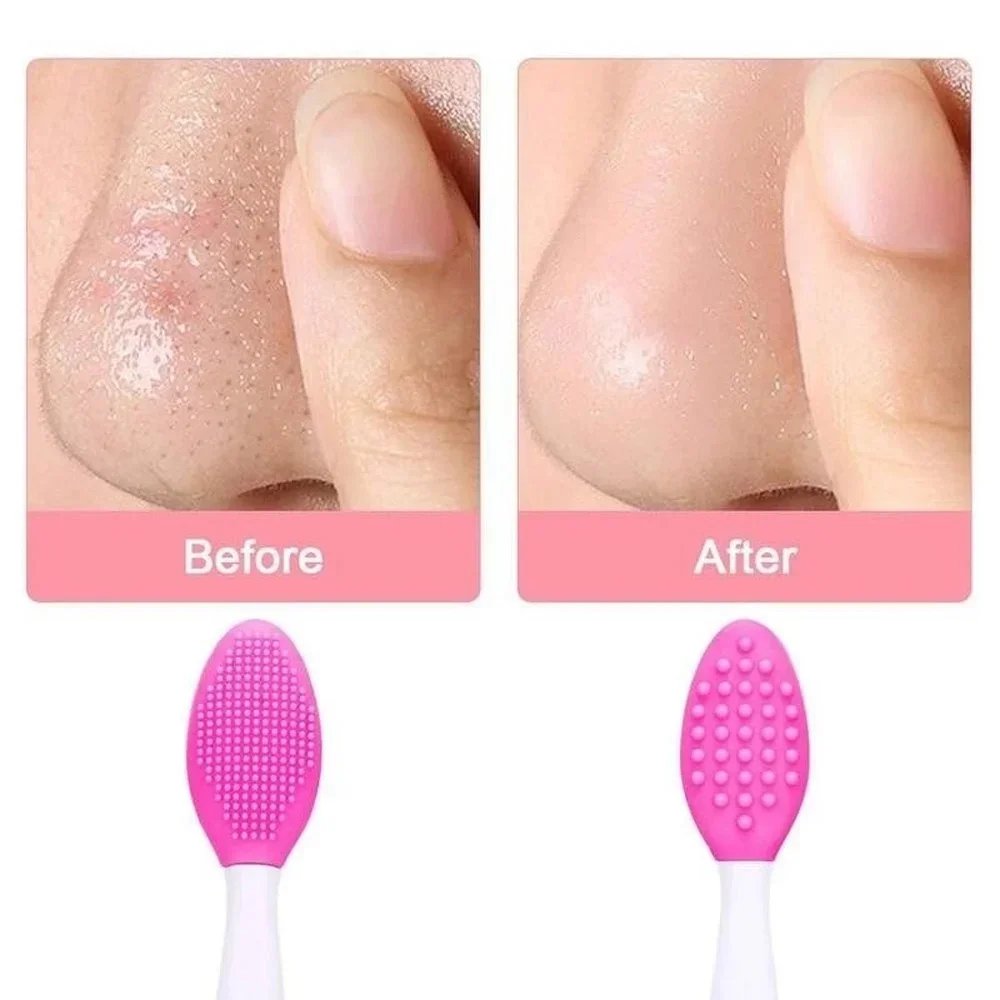 5pcs Soft Blackhead Remover pennello esfoliante per labbra sicuro lavaggio su entrambi i lati spazzola per il viso Scrub lavaggio pennello per trucco rimozione di punti neri