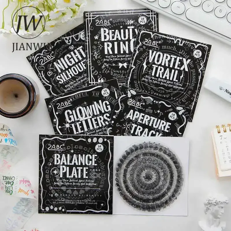 JIANWU Encircling Beauty Series Vintage Round English Aperture Material Collage PET Sticker Creative DIY Journal Stationery