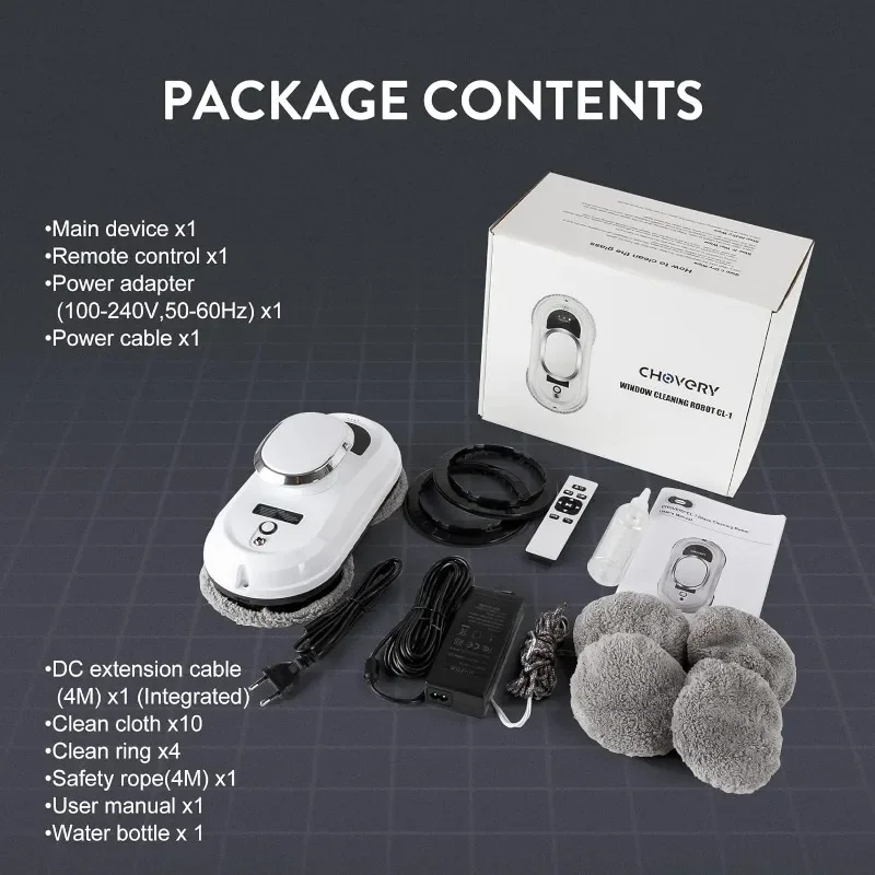 หุ่นยนต์ทําความสะอาดหน้าต่าง, หุ่นยนต์ทําความสะอาดกระจกอัจฉริยะพร้อมแรงดูด 5600Pa, หุ่นยนต์ทําความสะอาดหน้าต่างควบคุมระยะไกล