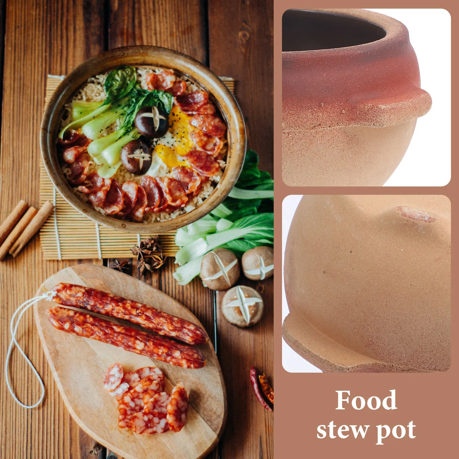 

1pc Heat-Resistant Casserole Double Handle Design For Safe Cooking Multi-Functional Stewing Pot Kitchen Cookware Soup Rice