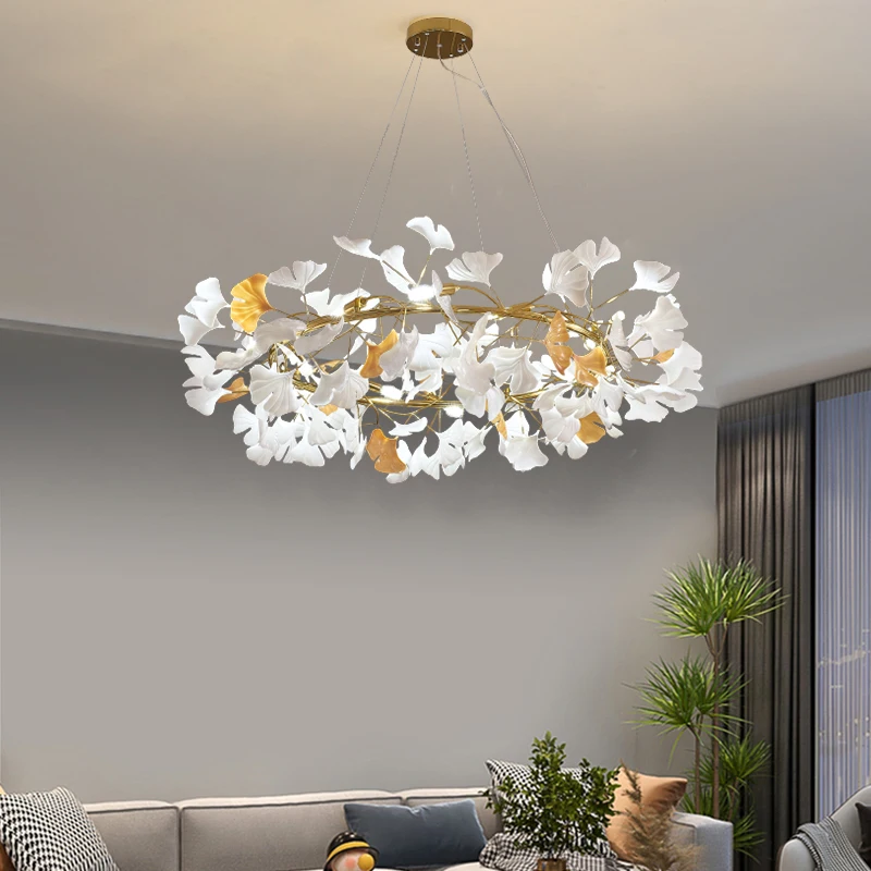 Nordic Keramische Led-Kroonluchters Kunnen Worden Gebruikt Voor Woonkamers, Eetkamers, Moderne Ginkgo-Bladlamp En Kamerdecoratie-Verlichting