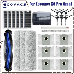 For Ecovacs X8 Pro Omni Accessories Main Side Brush Hepa Filter Rag Dust Bag roller brush cover dust box Replacement Parts